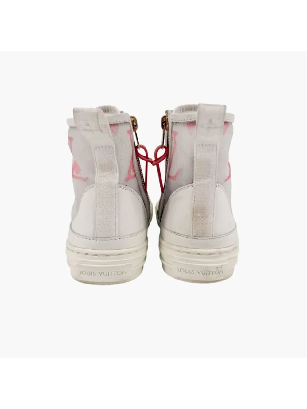 Louis Vuitton Stellar High Top White Pink Mesh Sneaker Boots Size 37 US 7 Women